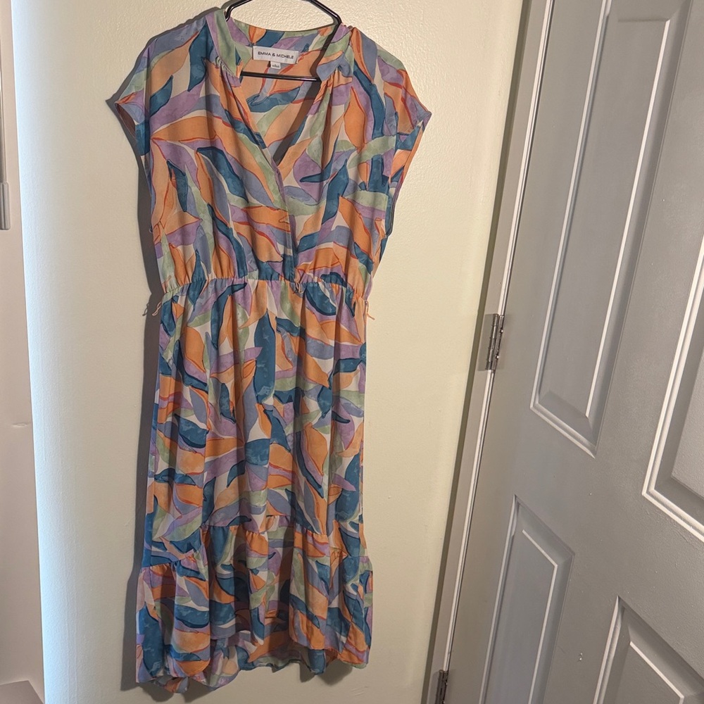 Multicolor Abstract Midi Dress